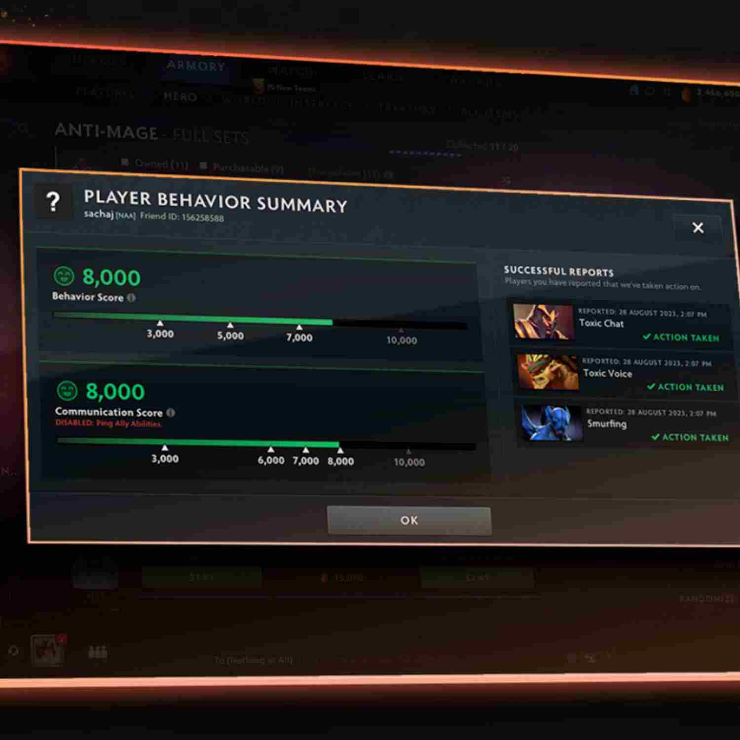 ¿Qué es el score de comunicación en Dota 2?